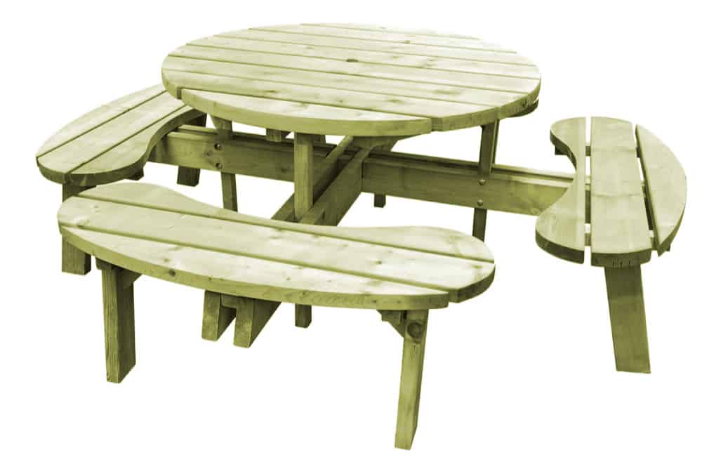 8 Seater Picnic Table Woodbank Timber, Round 8 Seater Picnic Table